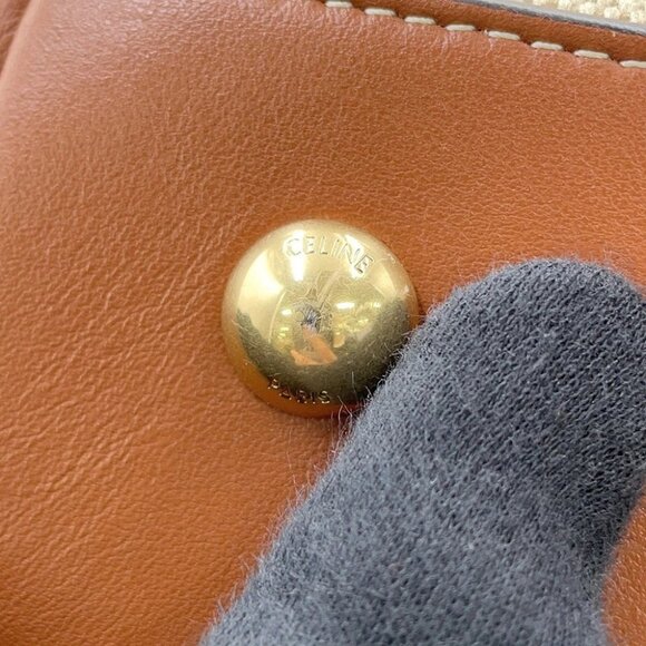 CELINE Medium Cabas16(Saise) Tote Bag Canvas/Leather Natural/Ta - Picture 12 of 16